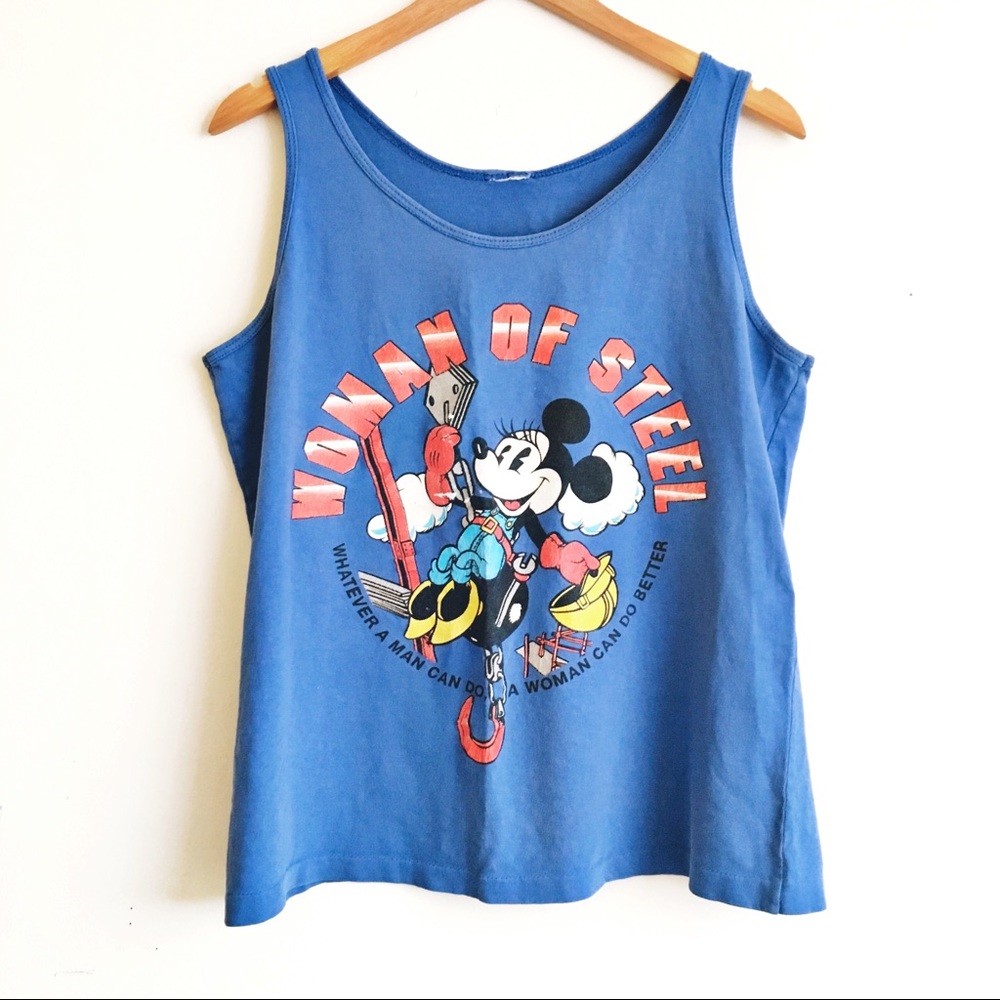 Vintage Blue Mickey 'Woman of Steel' Graphic Tank